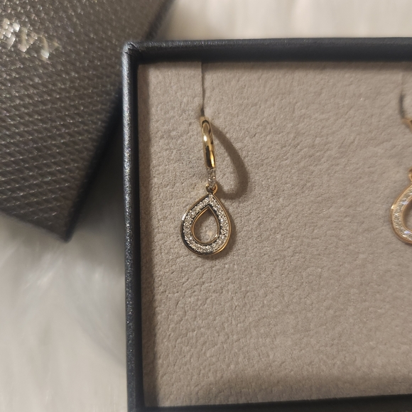 Bony Levy 18K Yellow Gold Pave Diamond Open Pear Shape Drop Earrings - Picture 4 of 5